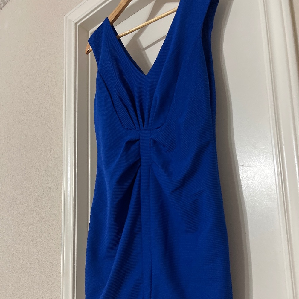 Royal blue ribbed body con dress